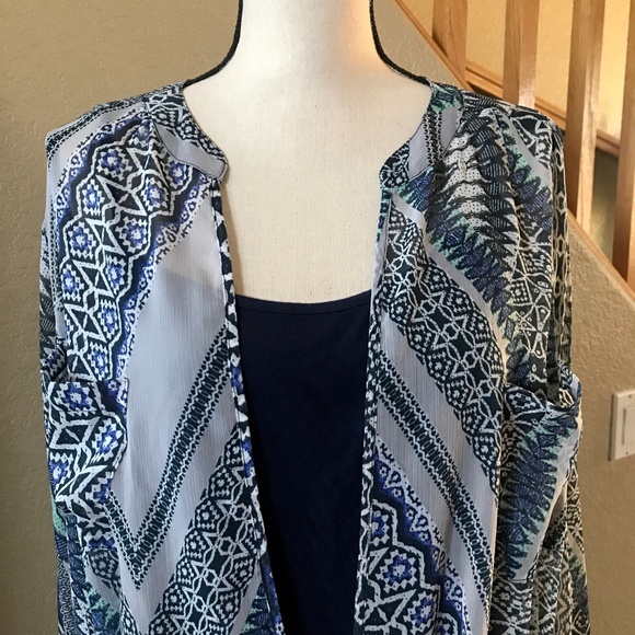 Beautiful Blue Print Layered Blouse - Picture 2 of 4